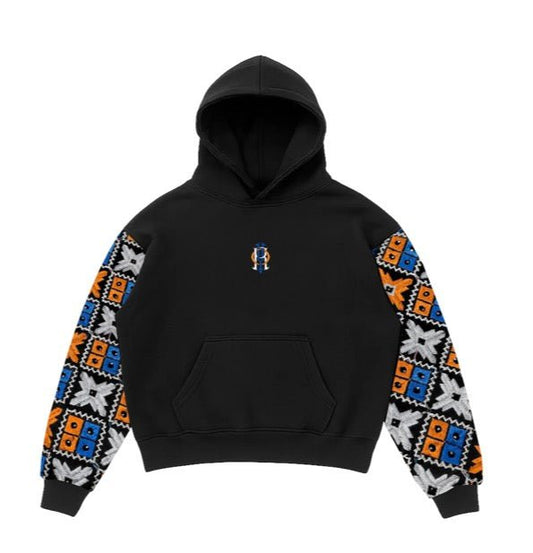 YOR® NYK Phulkari Sleeve Hoodie — Black - YourOwnRuler | Luxury Fashion Brand