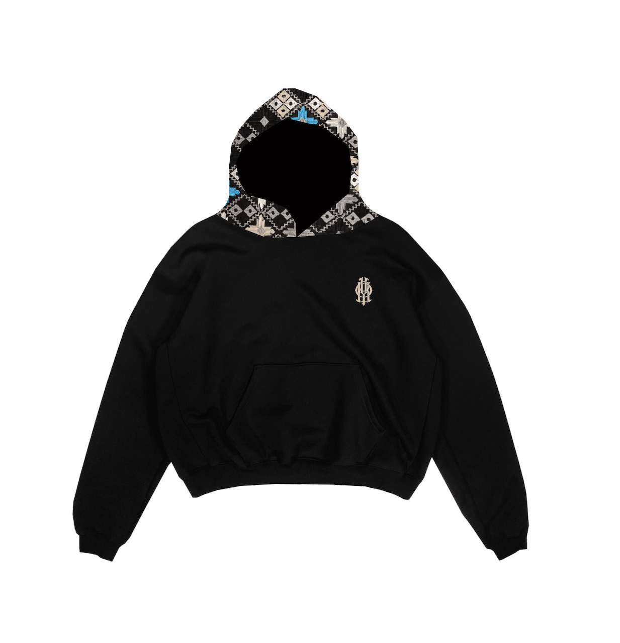 YOR® Obsidian Phulkari Hoodie - Black - YourOwnRuler | Luxury Fashion Brand