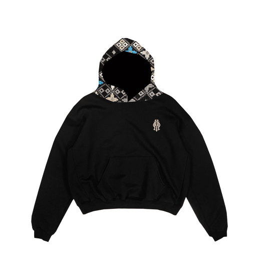 YOR® Obsidian Phulkari Hoodie - Black - YourOwnRuler | Luxury Fashion Brand