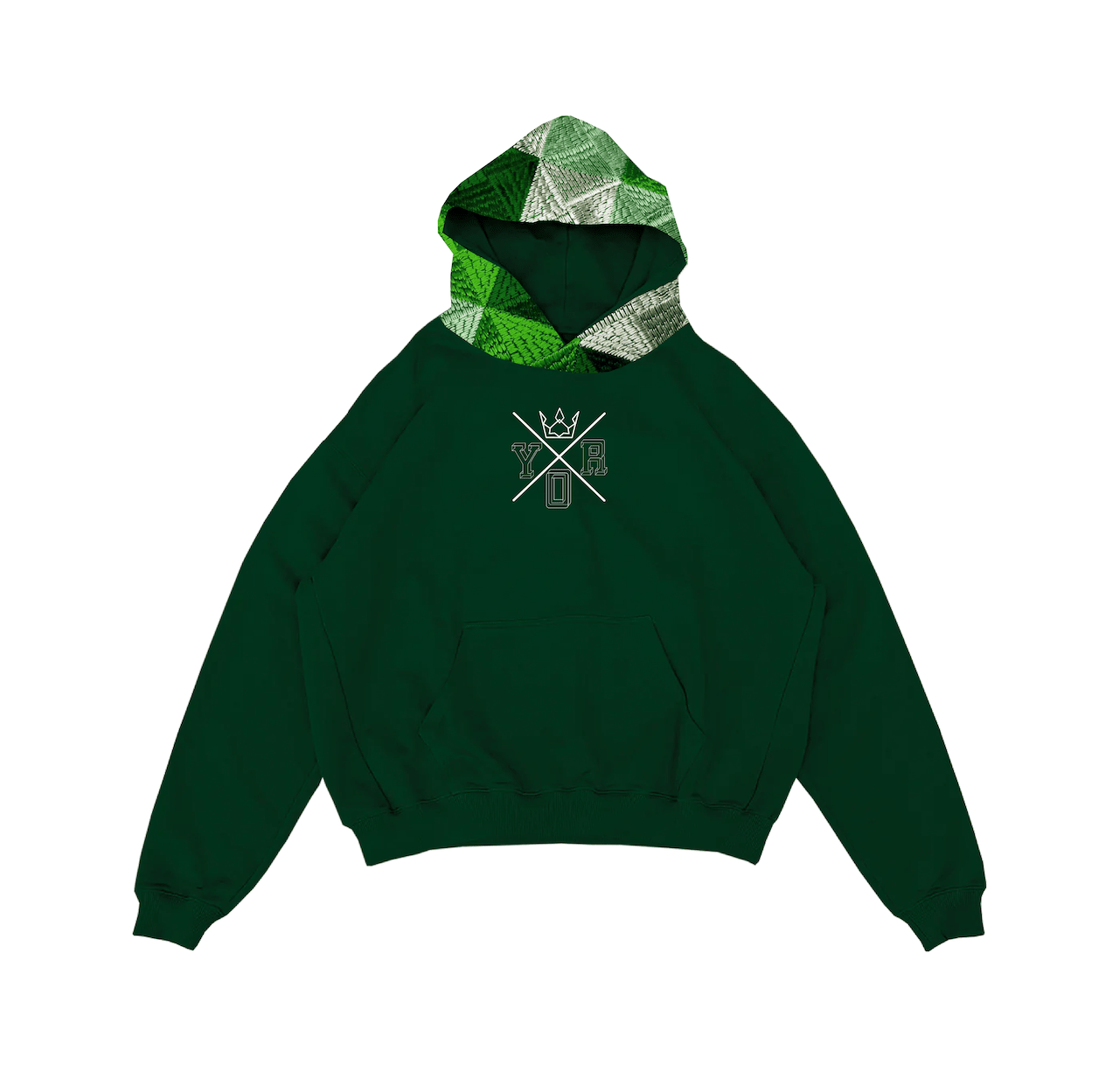YOR® Ombre Green Archive Phulkari Hoodie - Forest Green (Original Logo Era - 2017–2023) - YourOwnRuler | Luxury Fashion Brand
