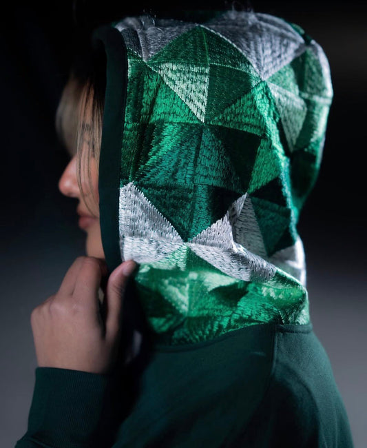 YOR® Ombre Green Archive Phulkari Hoodie - Forest Green (Original Logo Era - 2017–2023) - YourOwnRuler | Luxury Fashion Brand