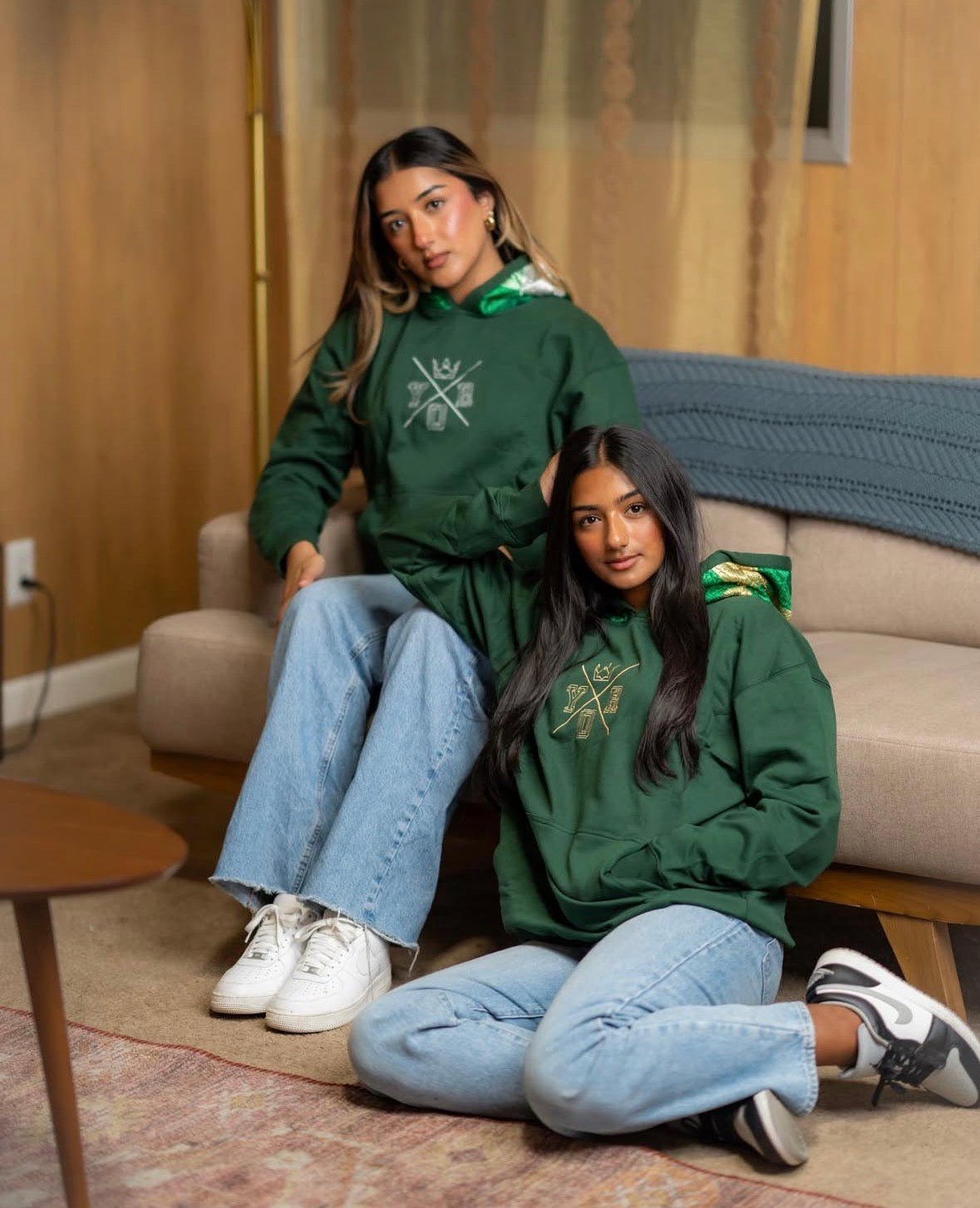 YOR® Ombre Green Archive Phulkari Hoodie - Forest Green (Original Logo Era - 2017–2023) - YourOwnRuler | Luxury Fashion Brand