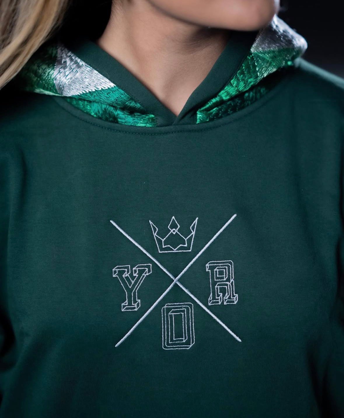 YOR® Ombre Green Archive Phulkari Hoodie - Forest Green (Original Logo Era - 2017–2023) - YourOwnRuler | Luxury Fashion Brand