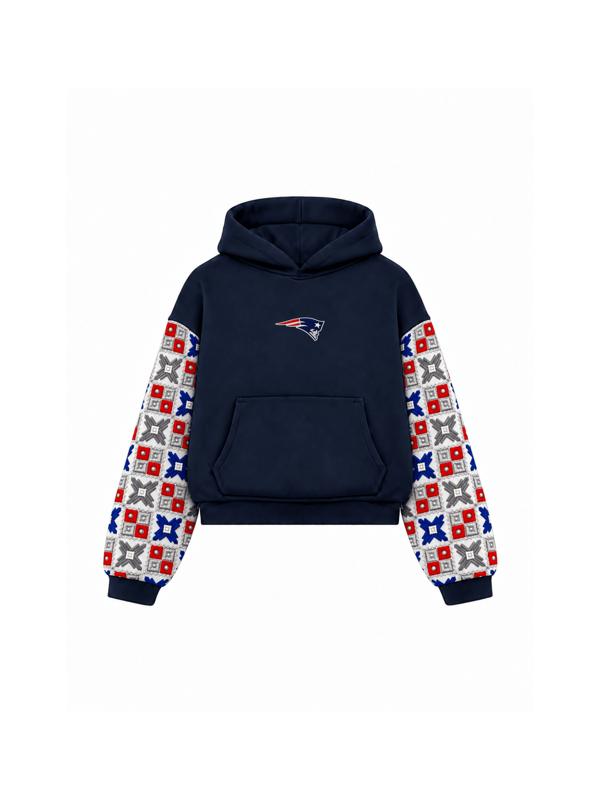 YOR® Pats Phulkari Sleeve Hoodie — Navy Blue - YourOwnRuler | Luxury Fashion Brand