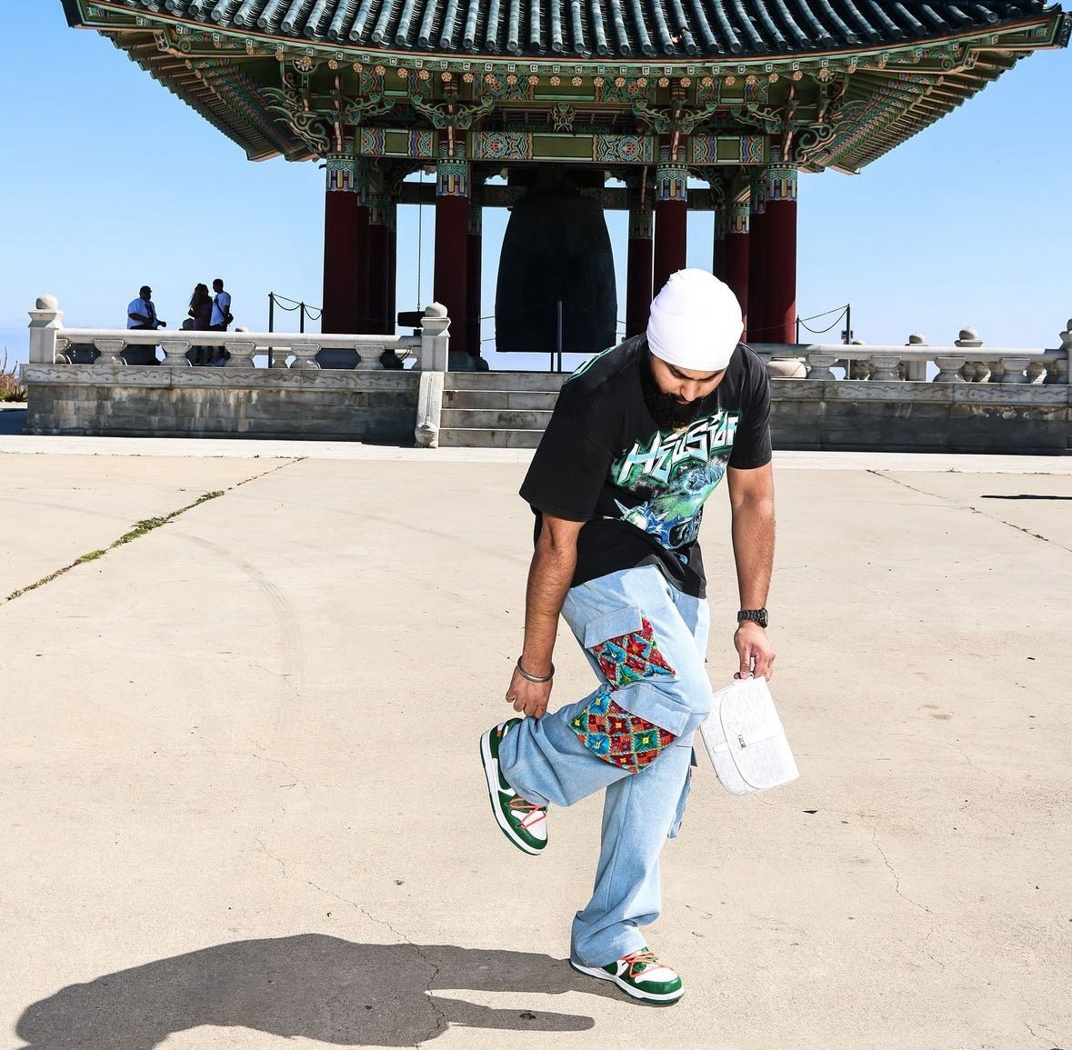 YOR® Phulkari Denim Cargo Jeans - Washed Blue - YourOwnRuler | Luxury Fashion Brand