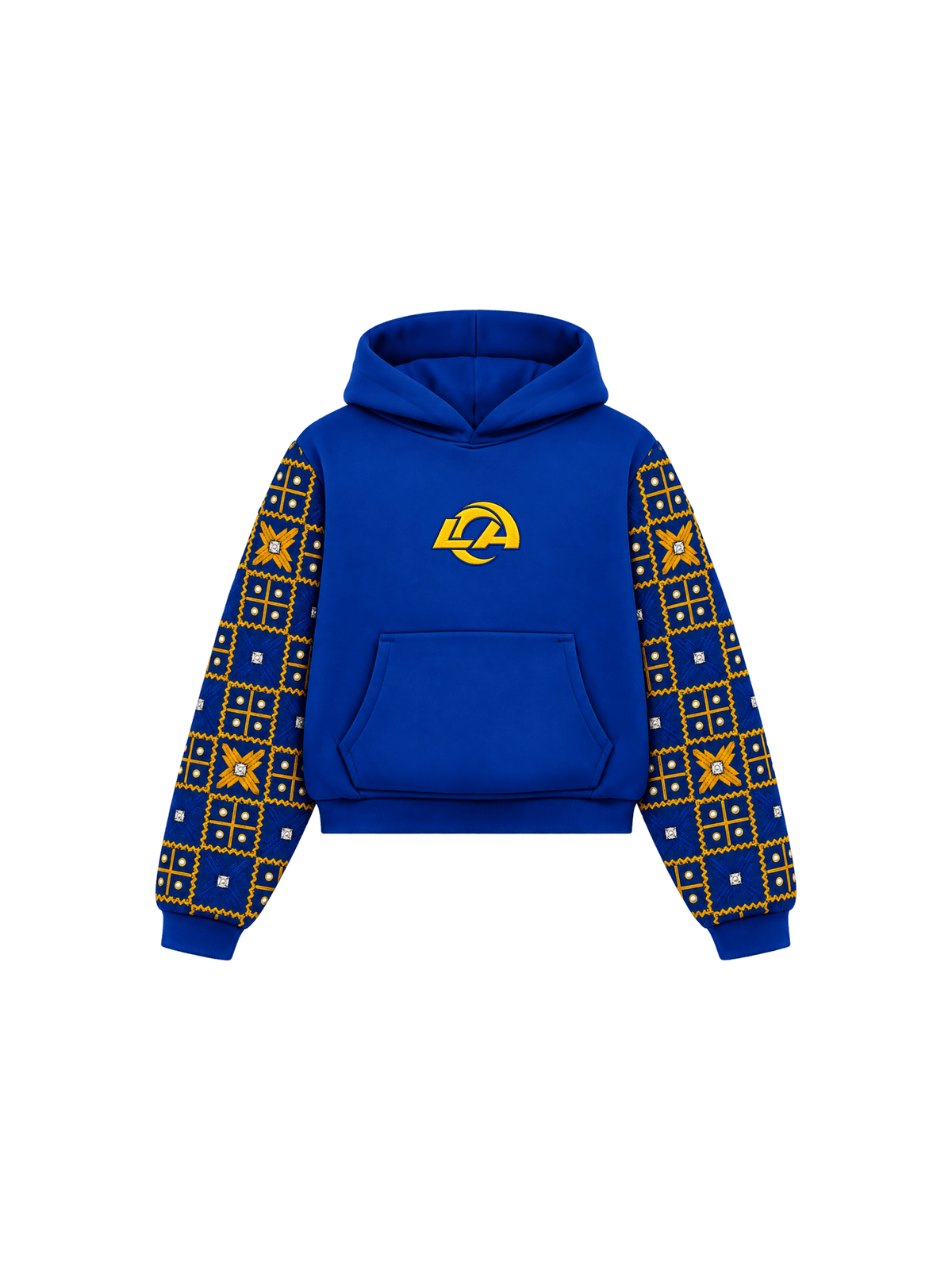 YOR® Rams Phulkari Sleeve Hoodie — Black - YourOwnRuler | Luxury Fashion Brand