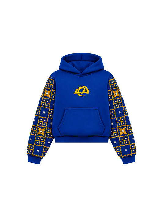 YOR® Rams Phulkari Sleeve Hoodie — Black - YourOwnRuler | Luxury Fashion Brand