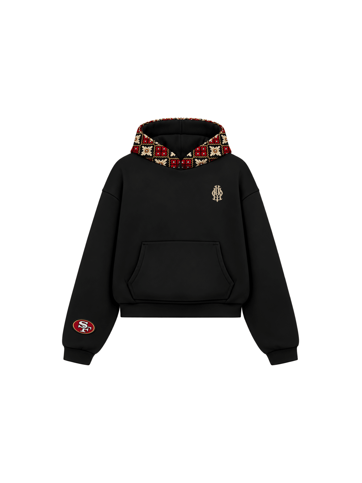 YOR® SF Phulkari Hoodie — Black - YourOwnRuler | Luxury Fashion Brand