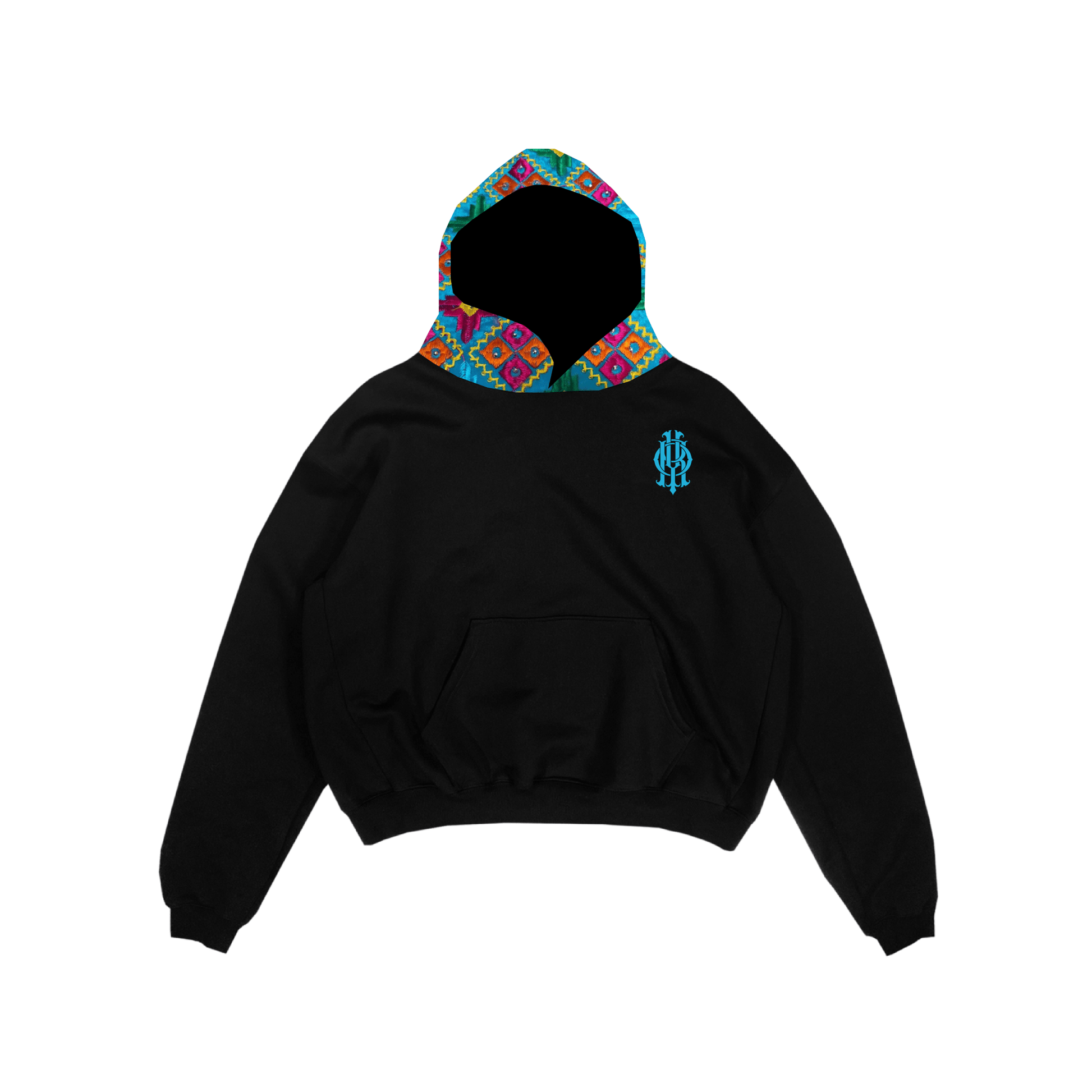 YOR® Tiffany Phulkari Hoodie - Black - YourOwnRuler | Luxury Fashion Brand