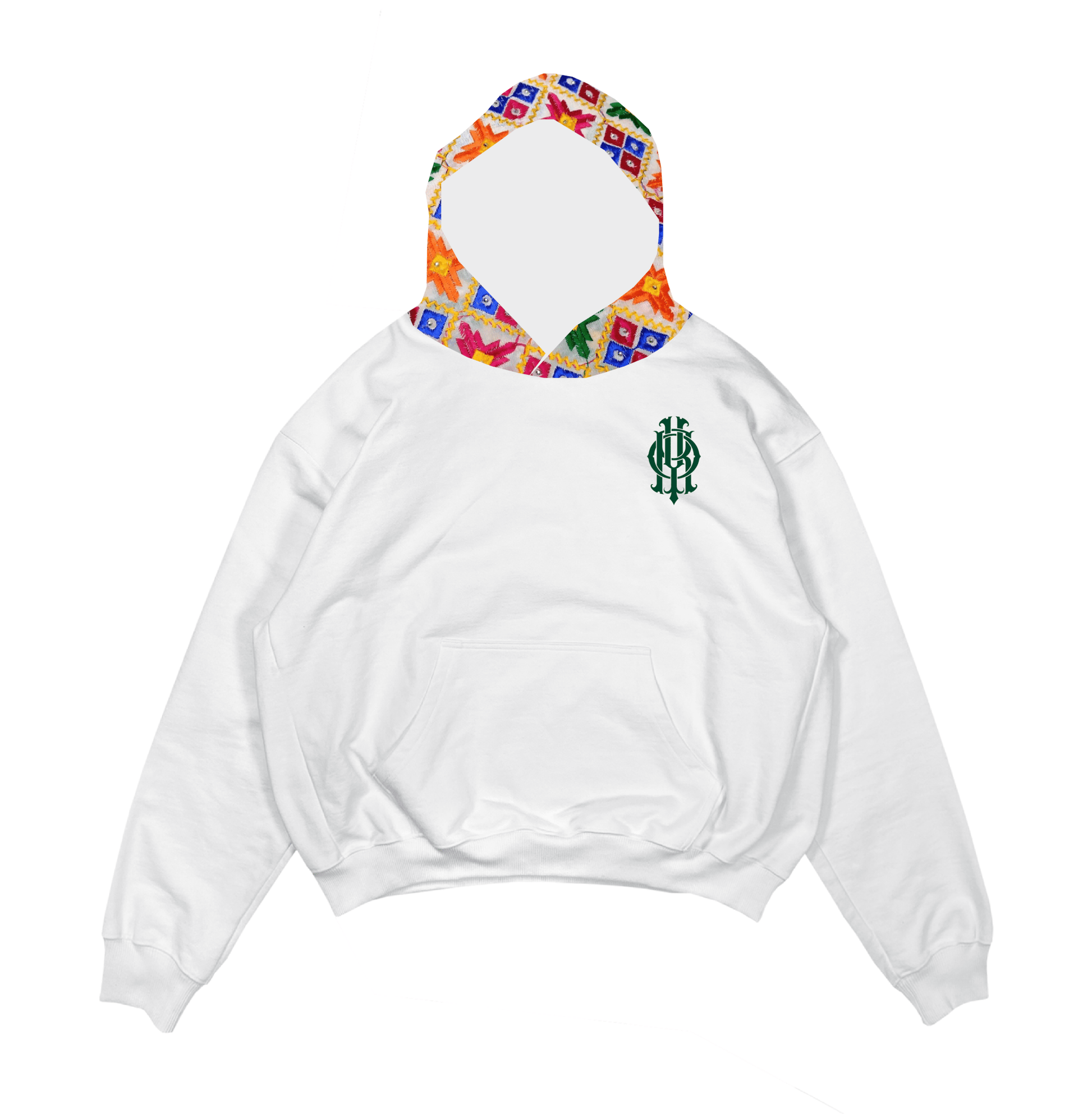YOR® White Phulkari Hoodie - White - YourOwnRuler | Luxury Fashion Brand