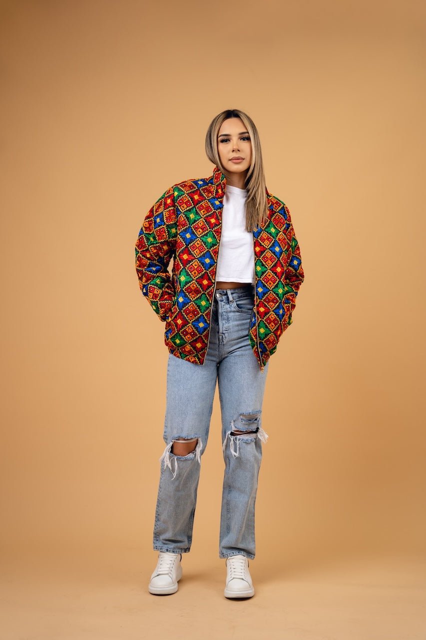 YOR® Women’s Black Phulkari Puffer Jacket + Hoodie Bundle - YourOwnRuler | Luxury Fashion Brand