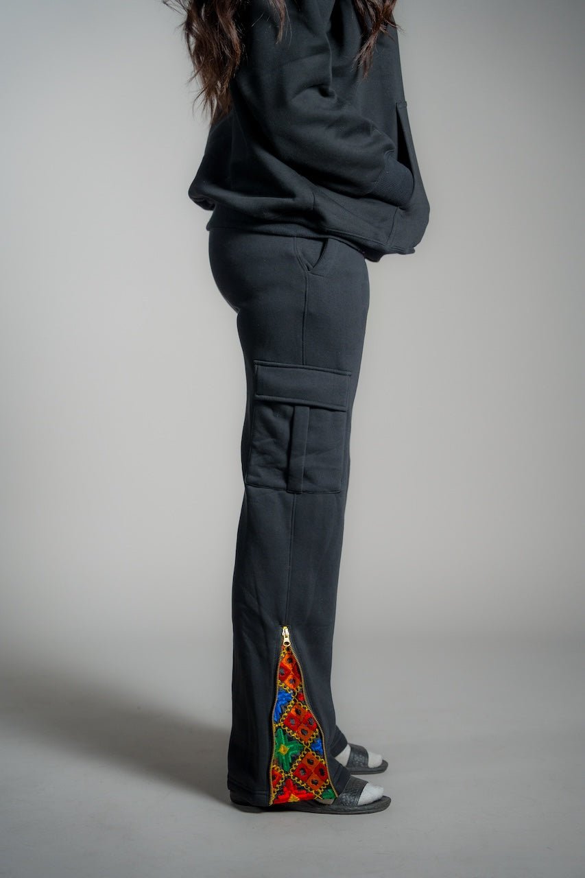 YOR® Women's Black Phulkari Tracksuit - Bundle - YourOwnRuler | Luxury Fashion Brand